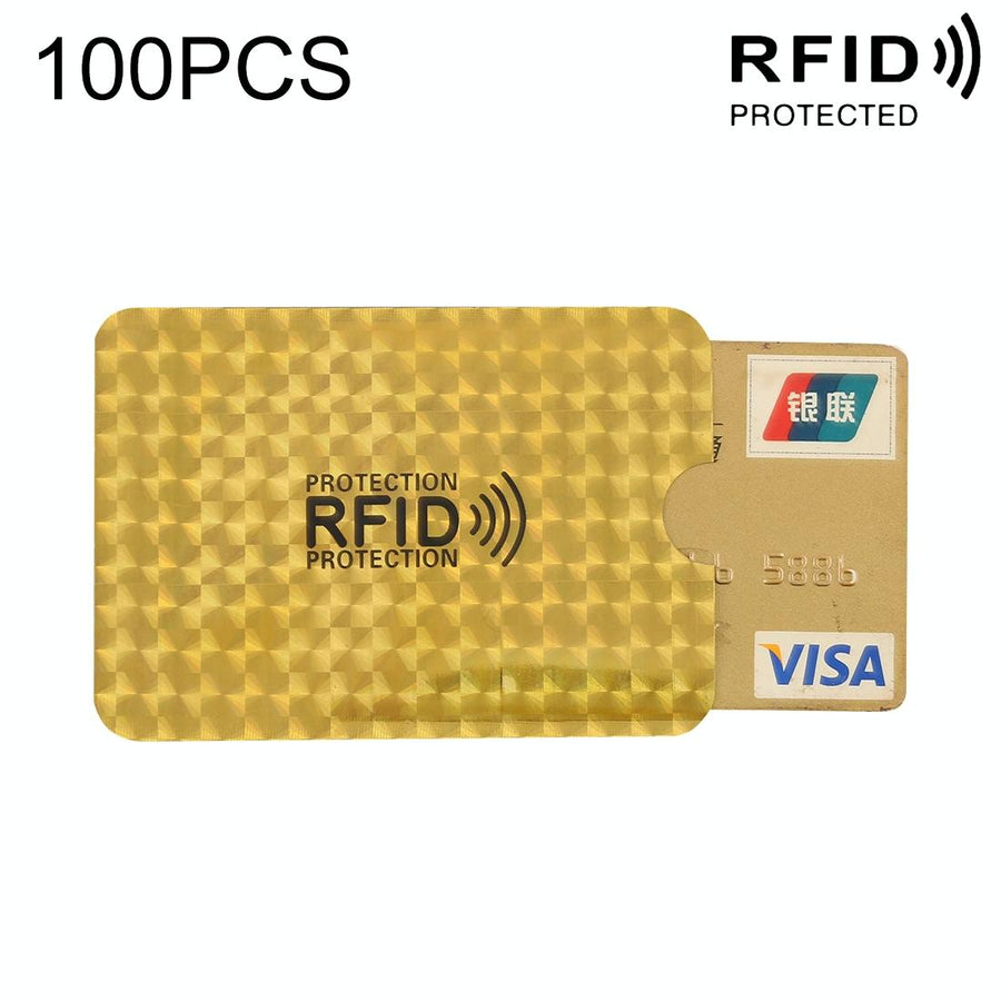 100-pack Aluminum Foil Rfid Blocking Credit Card Case - Golder Grid