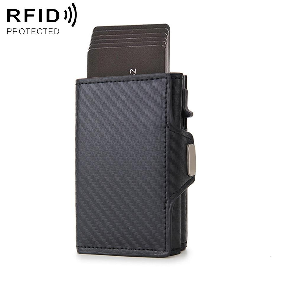 Carbon Fiber Rfid Zipper Card Holder - Sleek and Secure - Carbon Fiber Black