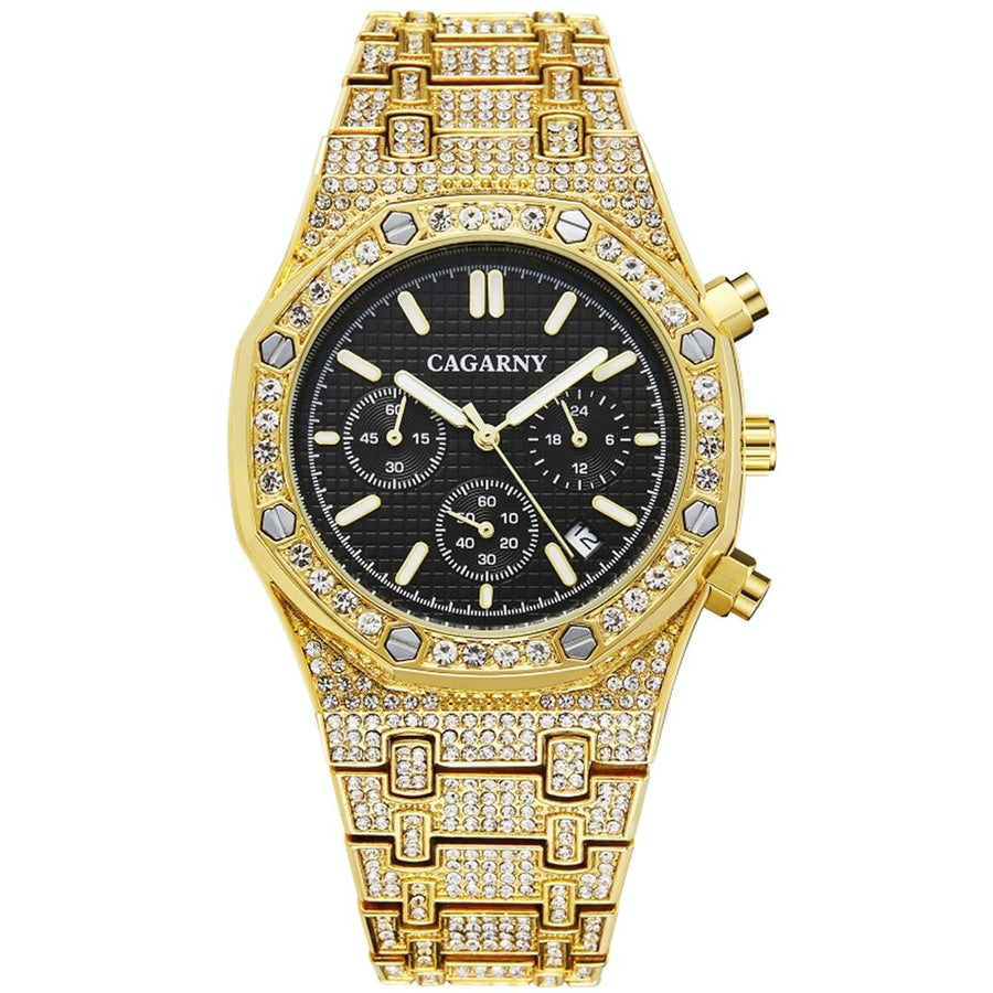 Men Stainless Steel Watch with Diamond-studded Dual Movement - Wa0334Jb