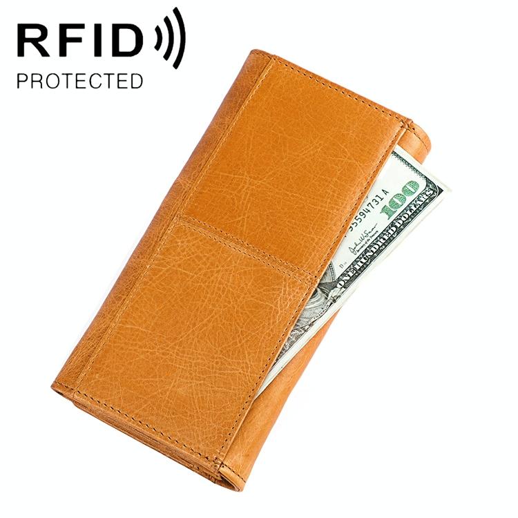Versatile Retro Leather Rfid Lady Wallet - Yellowish-Brown