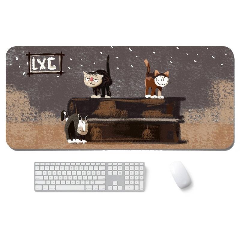 Waterproof Cartoon Mouse Pad Non Slip Design - Three Cats