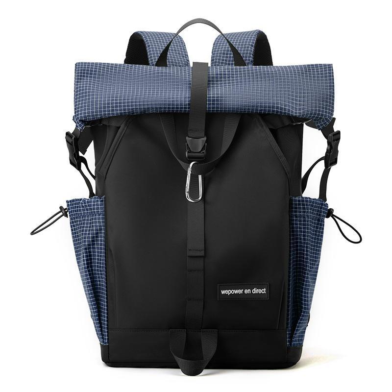 Large Capacity Contrast Backpack For Commuting - Deep Blue
