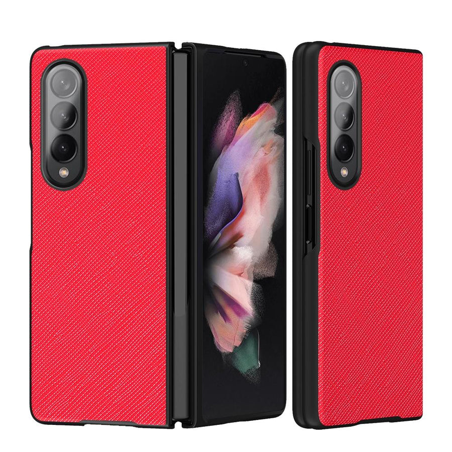 For Samsung Galaxy Z Fold4 5G Foldable Cross Pattern Phone Case - Foldable Design - Red