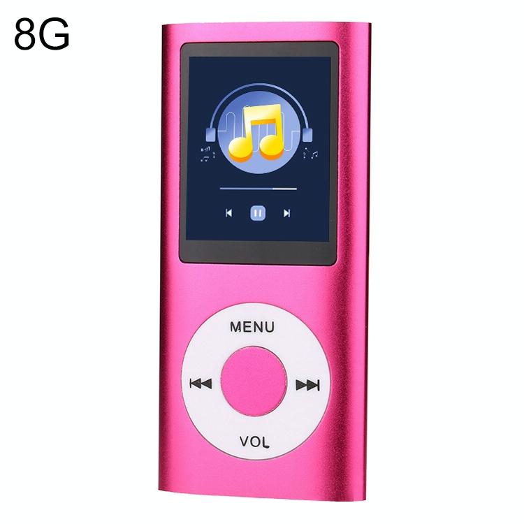 1.8 Inch Metal Mp4 Player + 16G Tf Card + Earphone + Cable - Rose Red - With 8G Tf Card+Earphone+Cable