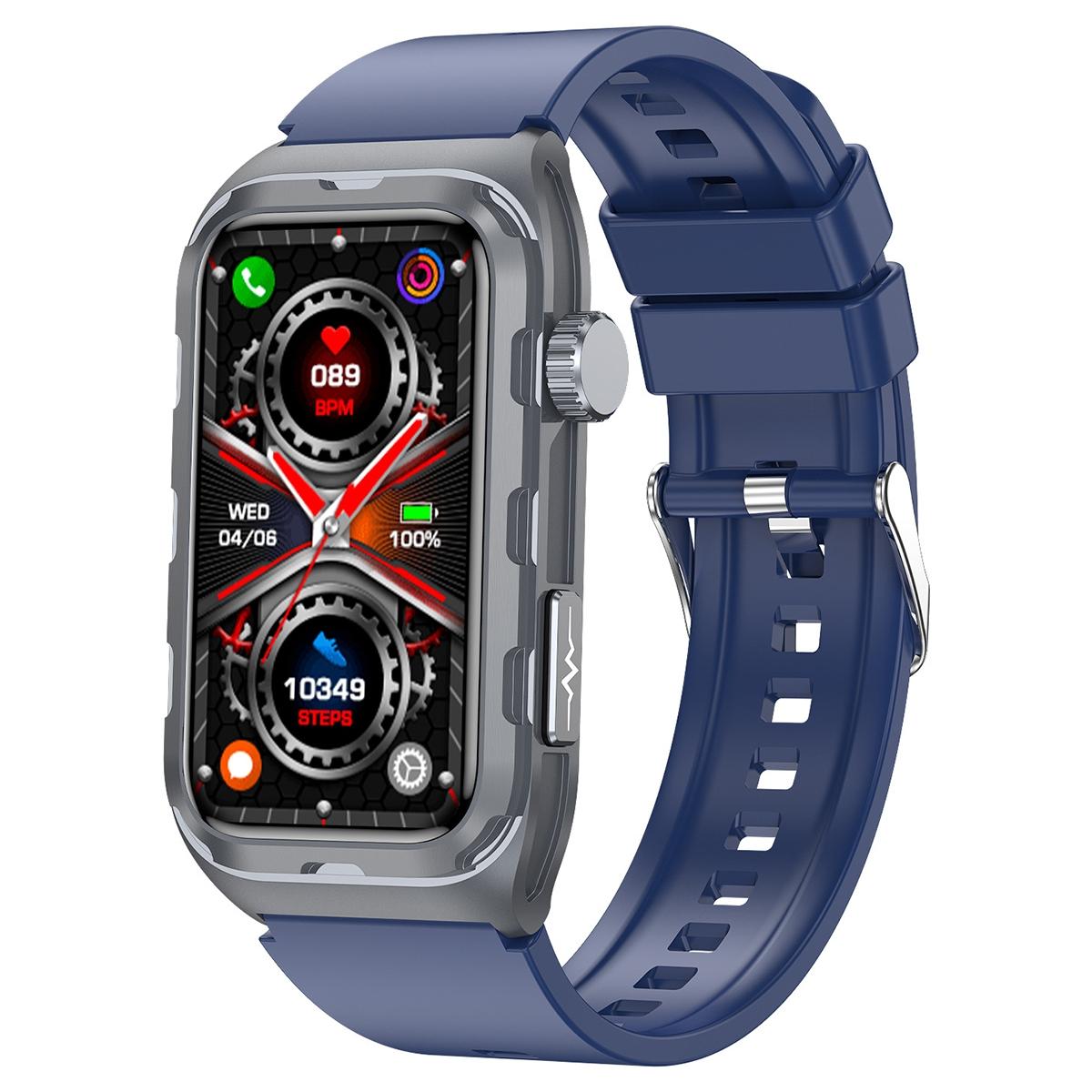 Waterproof Ecg Smart Watch For Health Monitoring - Ip68 - Blue