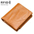 Men Rfid Leather Tri-fold Wallet - Genuine Leather - Brown