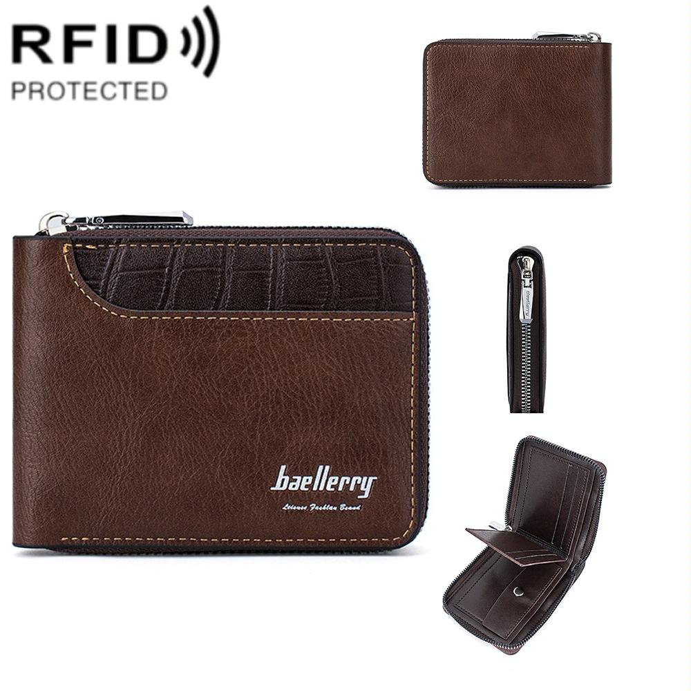 Secure Rfid Blocking Short Wallet - Anti-theft - Light Brown
