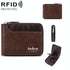 Secure Rfid Blocking Short Wallet - Anti-theft - Light Brown