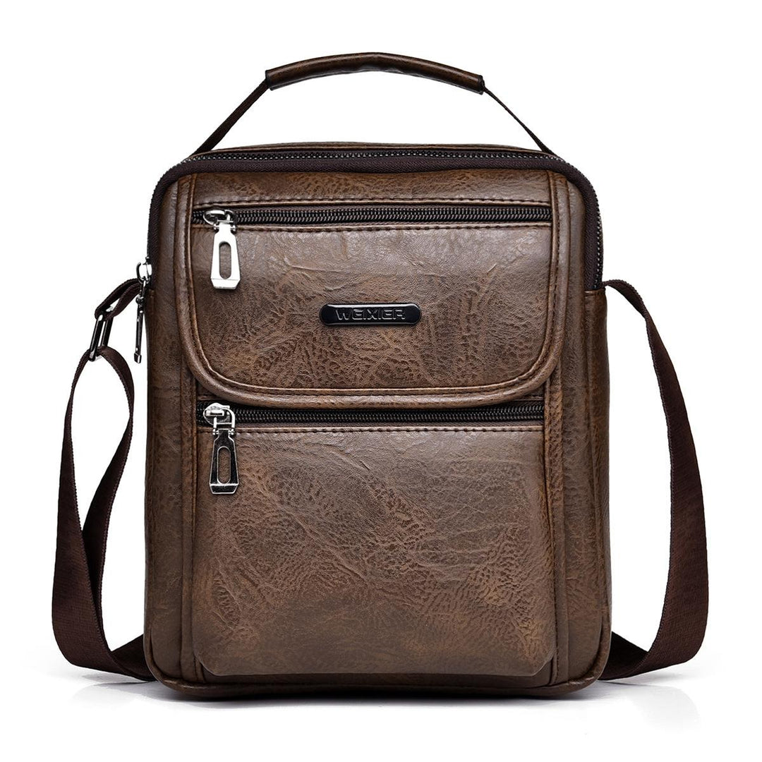 Small Retro Pu Shoulder Bag For Men Commuter Messenger Satchel - Dark Brown