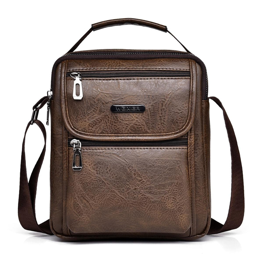 Small Retro Pu Shoulder Bag For Men Commuter Messenger Satchel - Dark Brown