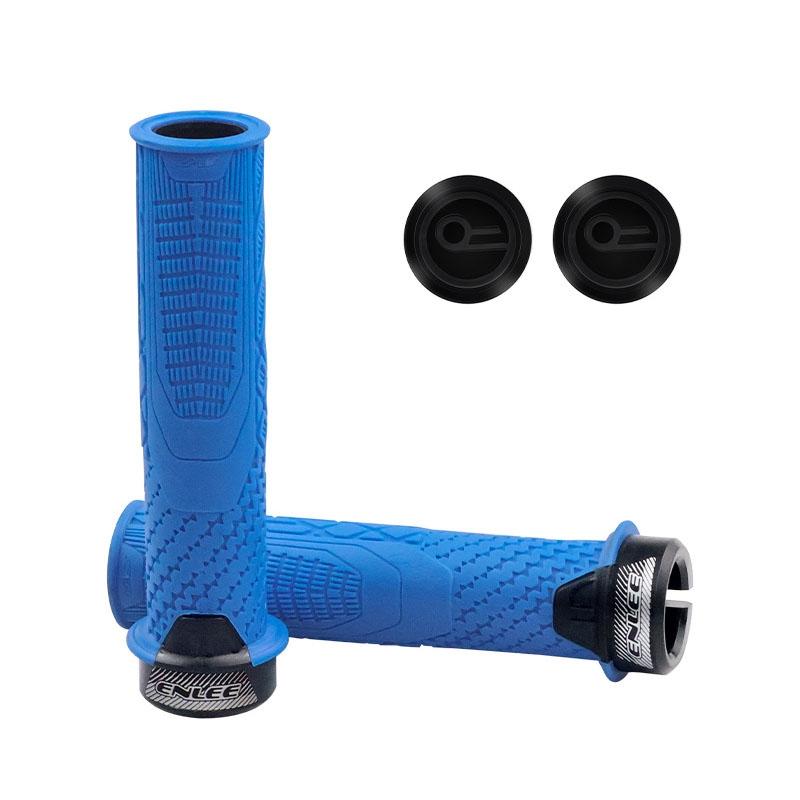 Lockable Silicone Bike Grips With Handlebar Cover - Blue