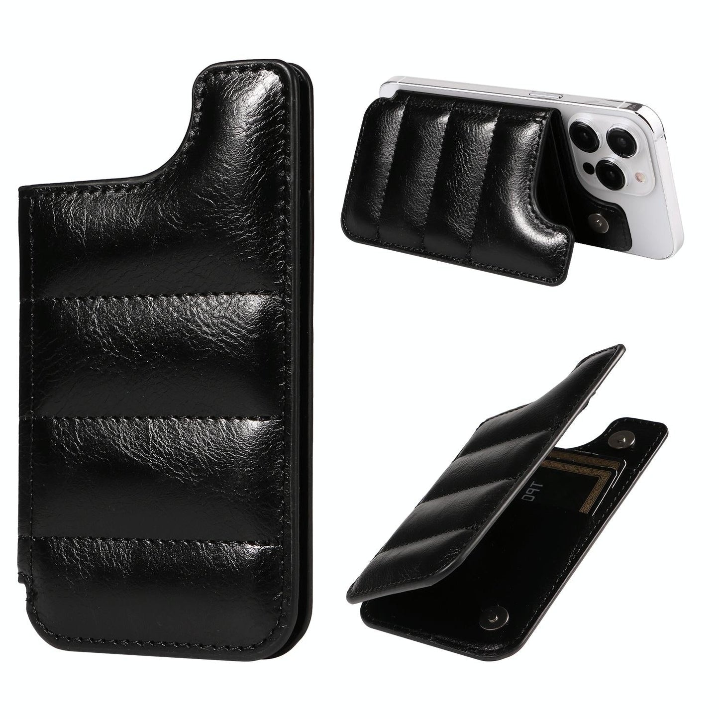 Vintage Cow Print Sewing Card Phone Sticker - Black