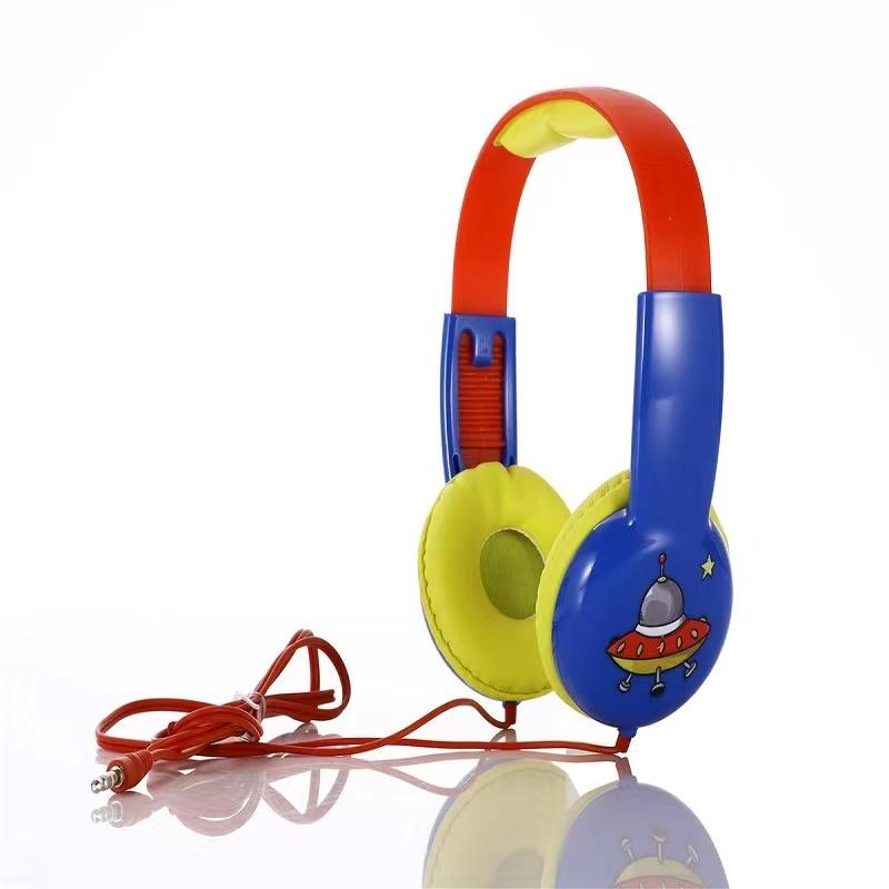 Portable Children'S Wired Headphones - Blue Red
