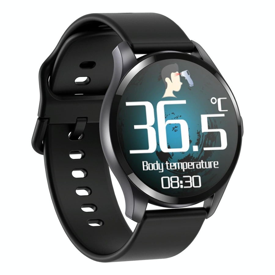 1.28 Inch Tft Colour Screen Ip67 Waterproof Smart Watch Support Body Temperature Monitoring / Sleep Monitoring / Heart Rate Monitoring - Black
