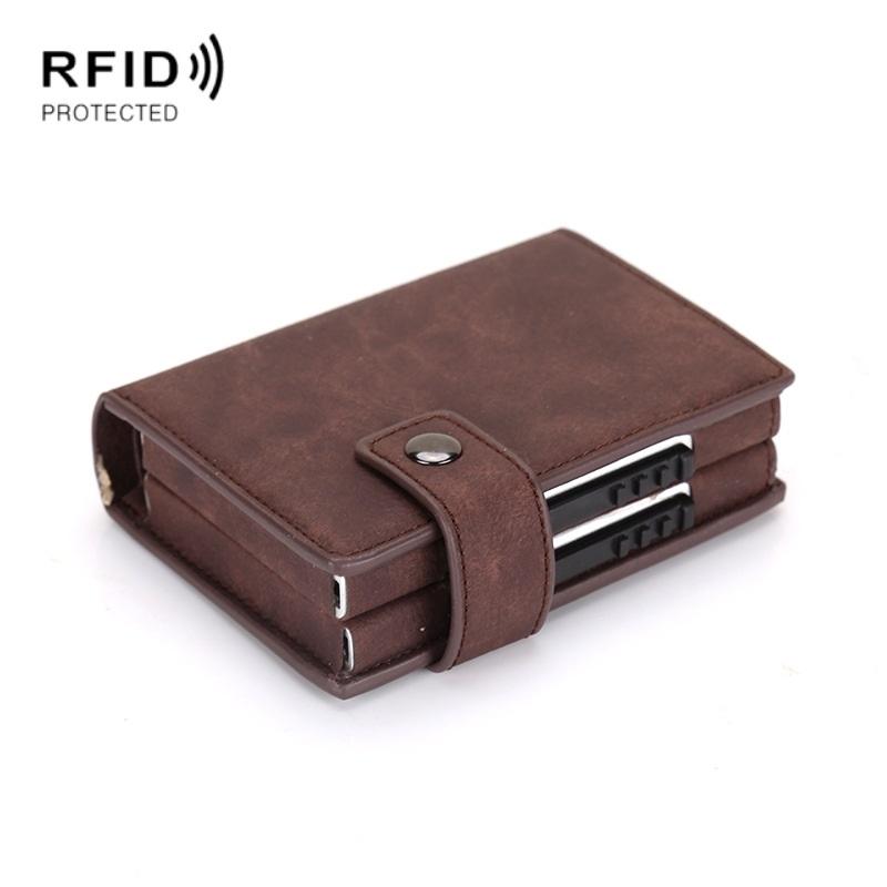 Secure Dual Card Wallet with Rfid Blocking - Mad Horse Matte Brown