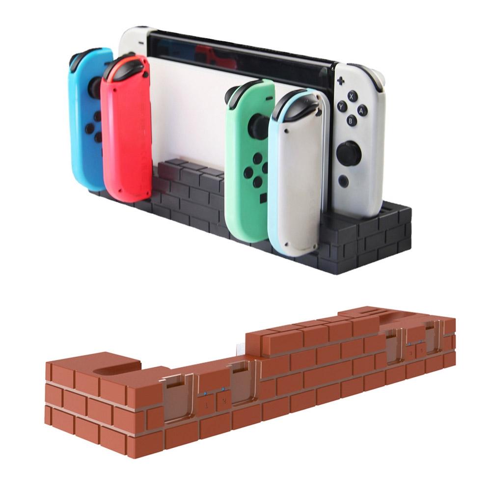 Oled Power Bracket with Game Card Storage - Compact Design - Brown