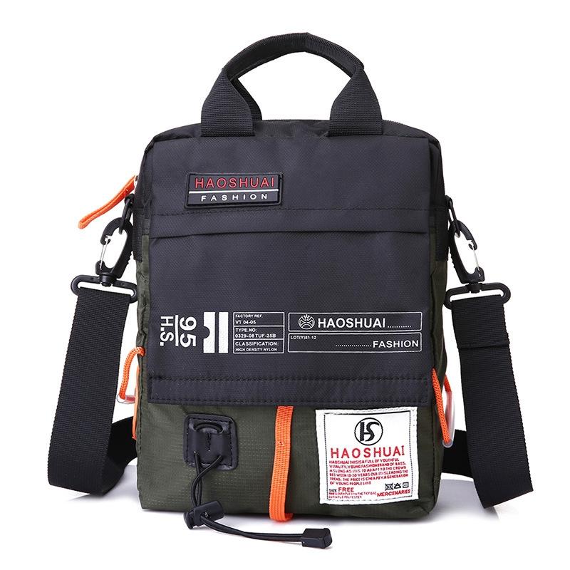 Waterproof Men Crossbody Bag Outdoor Cloth Sling For Hands Free Convenience - Army Green