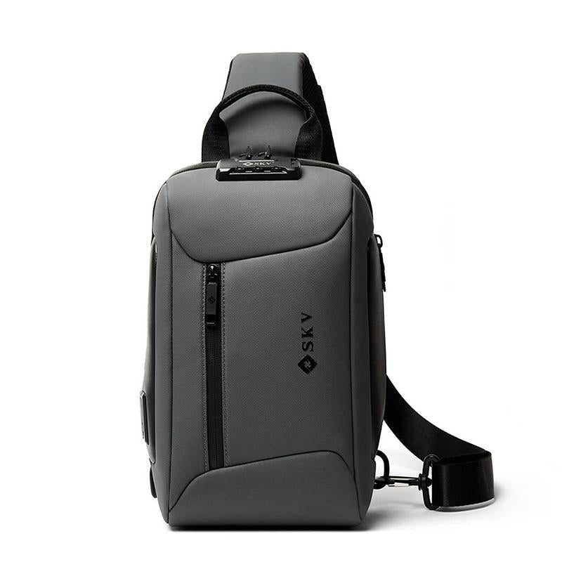 Waterproof Anti Theft Men Crossbody Bag Business Casual Multifunctional - Grey