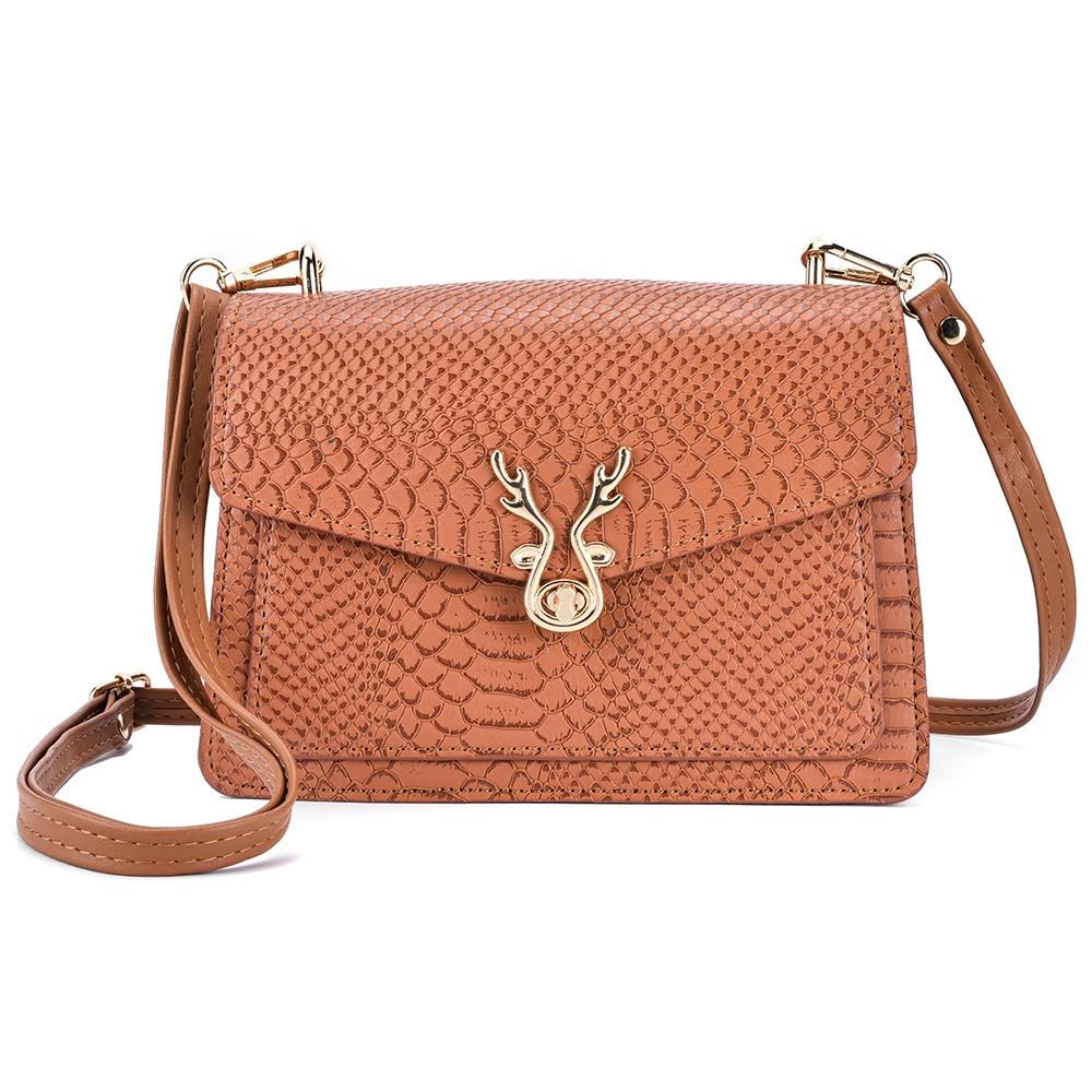 Stylish Crocodile Leather Crossbody Phone Bag - Orange