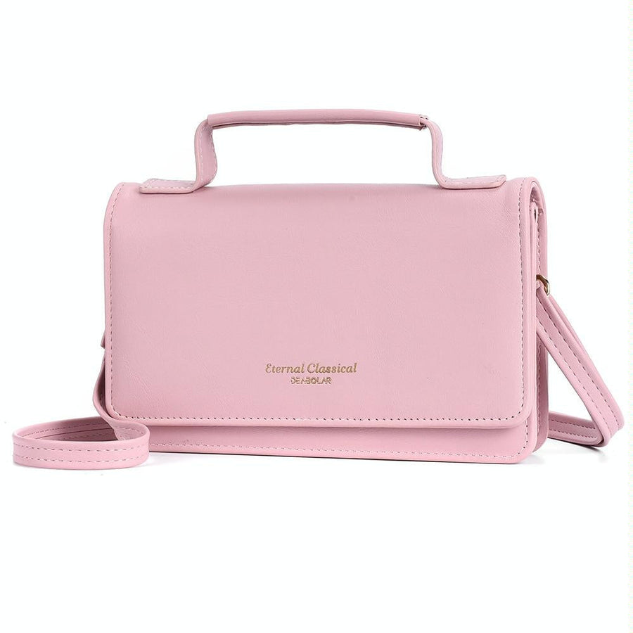 Versatile Small Square Shoulder Phone Bag - Compact & Functional - Pink