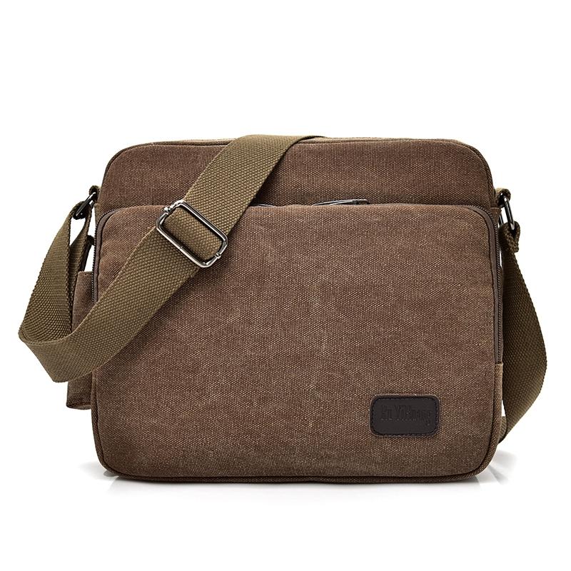 Men Vintage Canvas Single Shoulder Bag - Brown