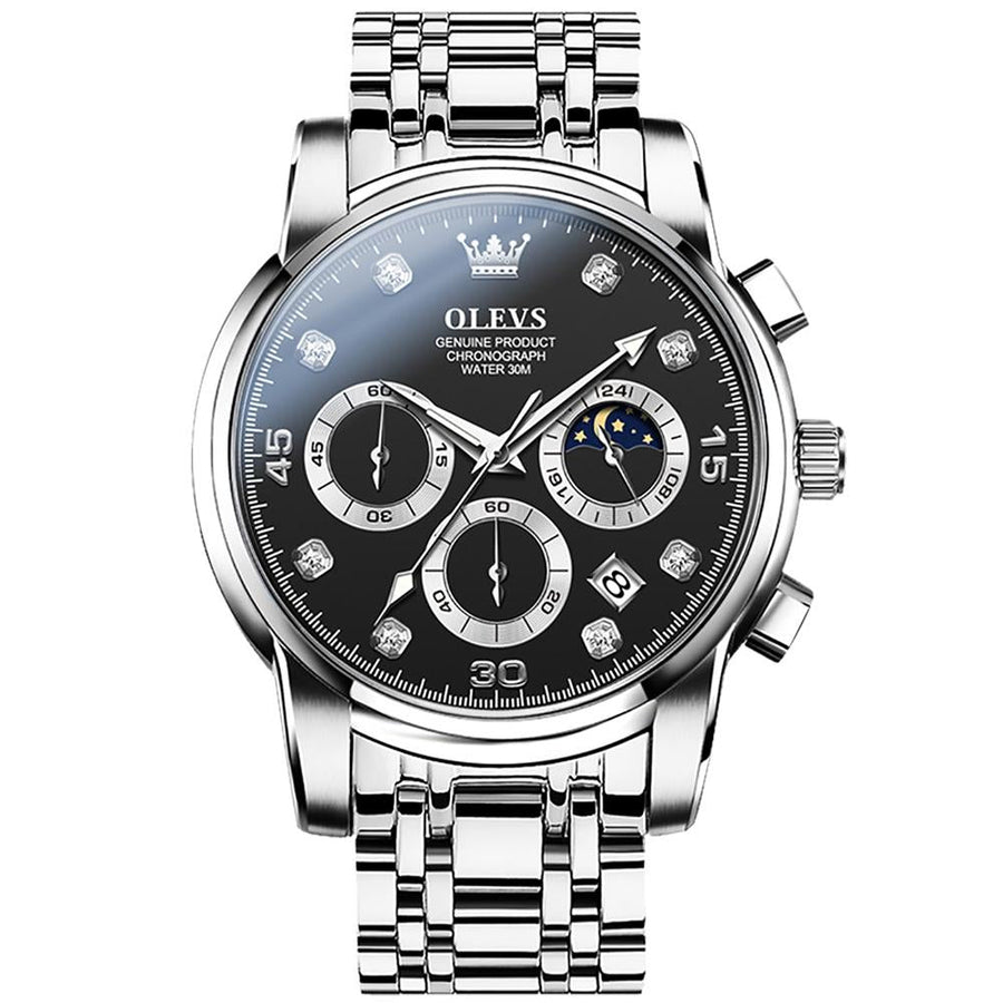 Waterproof Luminous Quartz Watch for Men - Multifunctional - Black