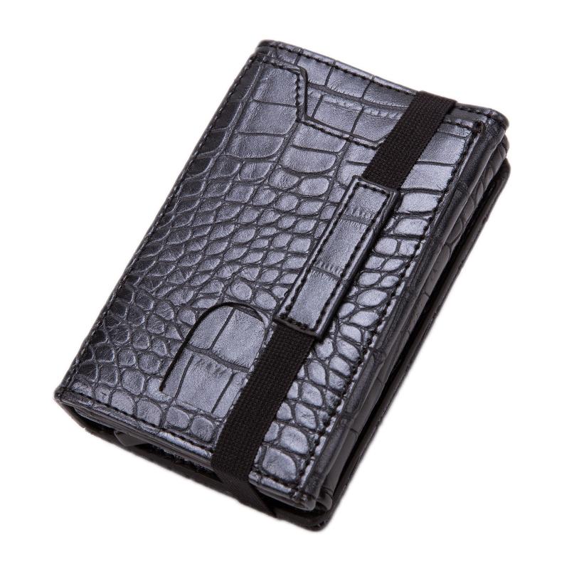Rfid-blocking Aluminum Card Holder - Secure & Compact - Crocodile Black