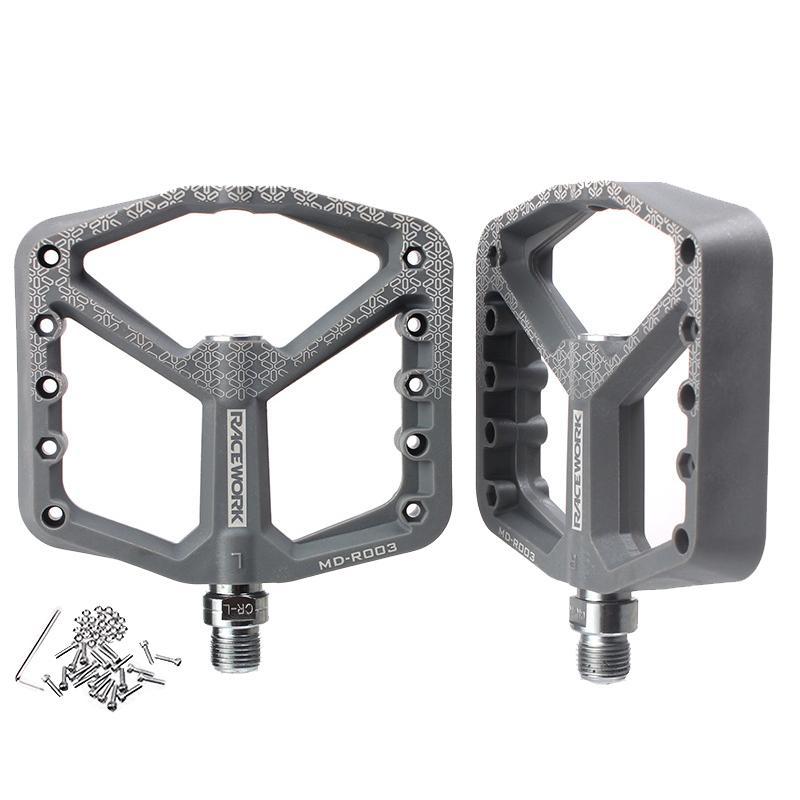 A Pair Of Wide Anti-Slip Nylon Bike Pedals - Gray