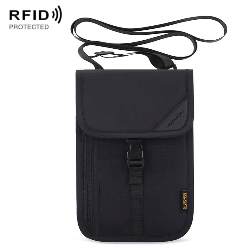 Neck Strap Rfid Passport Bag for Travel - Black
