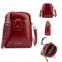 Oil Wax Leather Double Zip Crossbody Phone Bag - Red