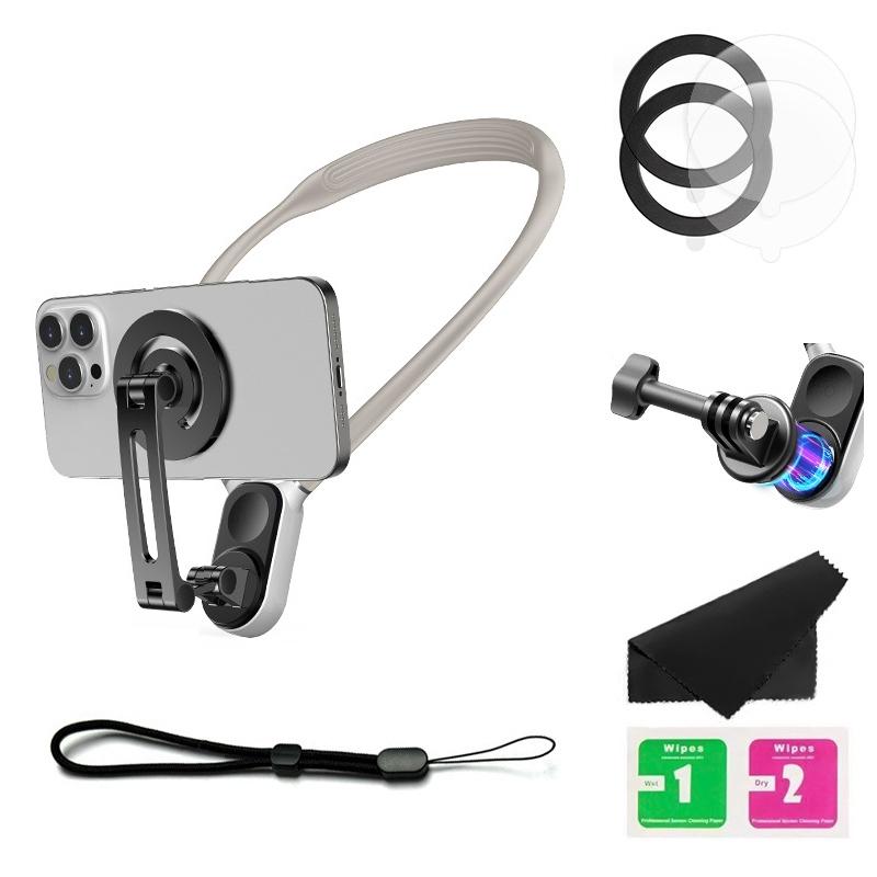 Versatile Magnetic Neck Holder for Phones and Action Cameras - Star Light Color