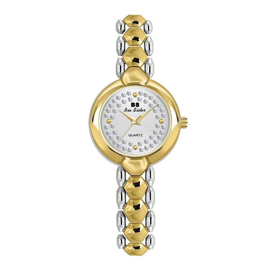 Women Diamond Chain Watch - Elegant Jewelry - Golden Silver