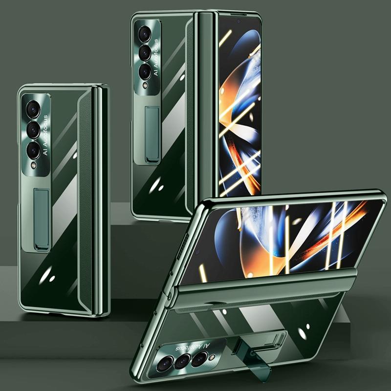 For Samsung Galaxy Z Fold4 5G Samsung Fold 4 Full Body Hinge Case - Electroplated - Green