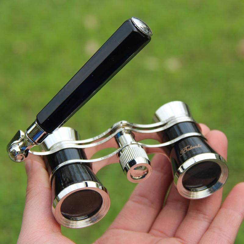 Chrome Double Cylinder Telescope with Handle - 3 x 25 Lady - Black