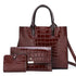 Versatile Crocodile Pattern Shoulder Bag for Women - 3-in-1 Design - Brown