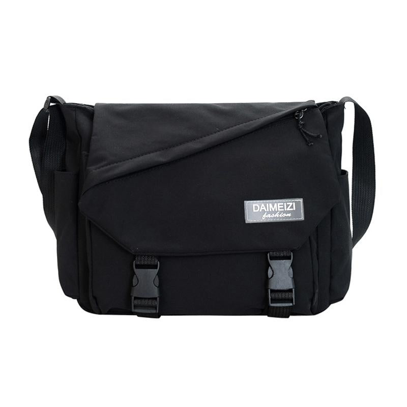 Large Capacity Canvas Crossbody Bag For Students And Casual Use - Black