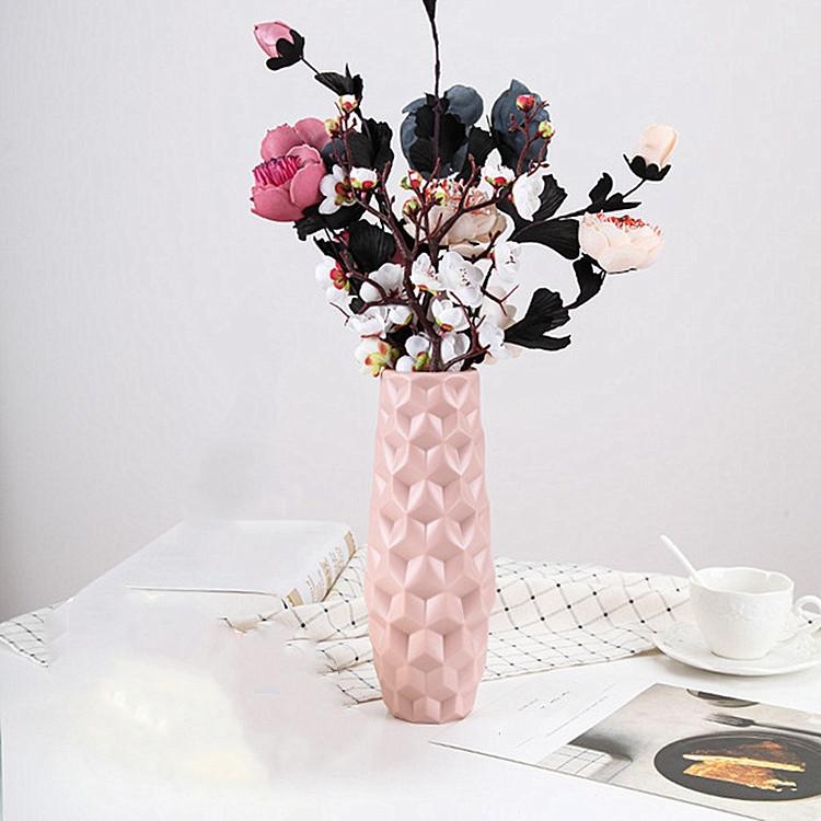 Creative Diamond-shaped Vase for Dry and Wet Flower Arrangements - Pink