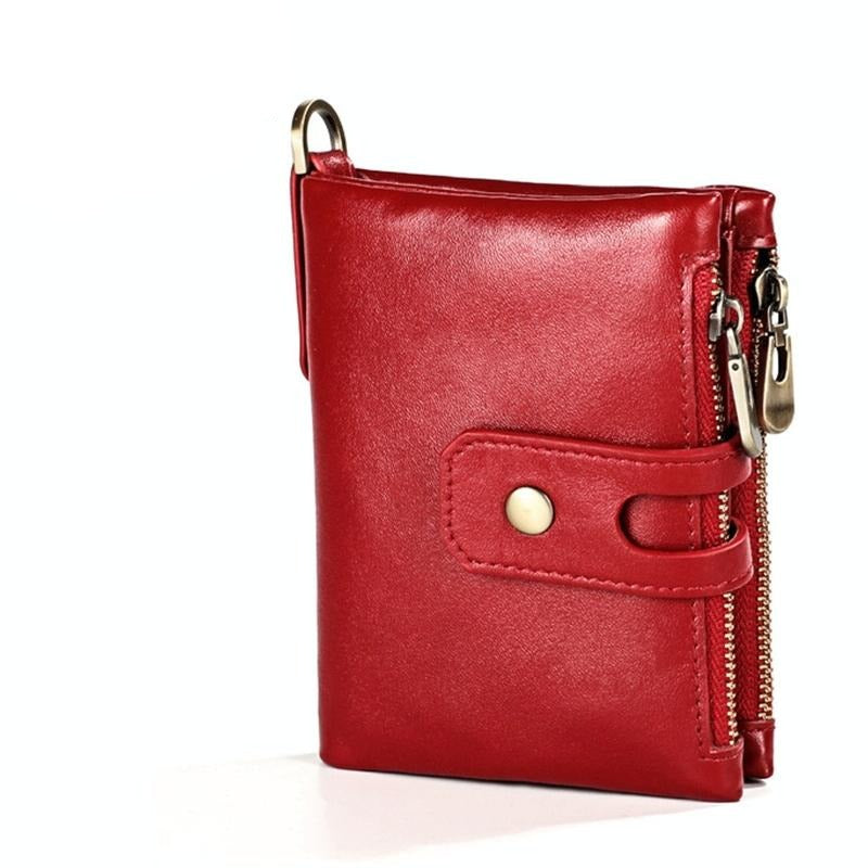 Men Rfid Leather Wallet with Card Slots - Red