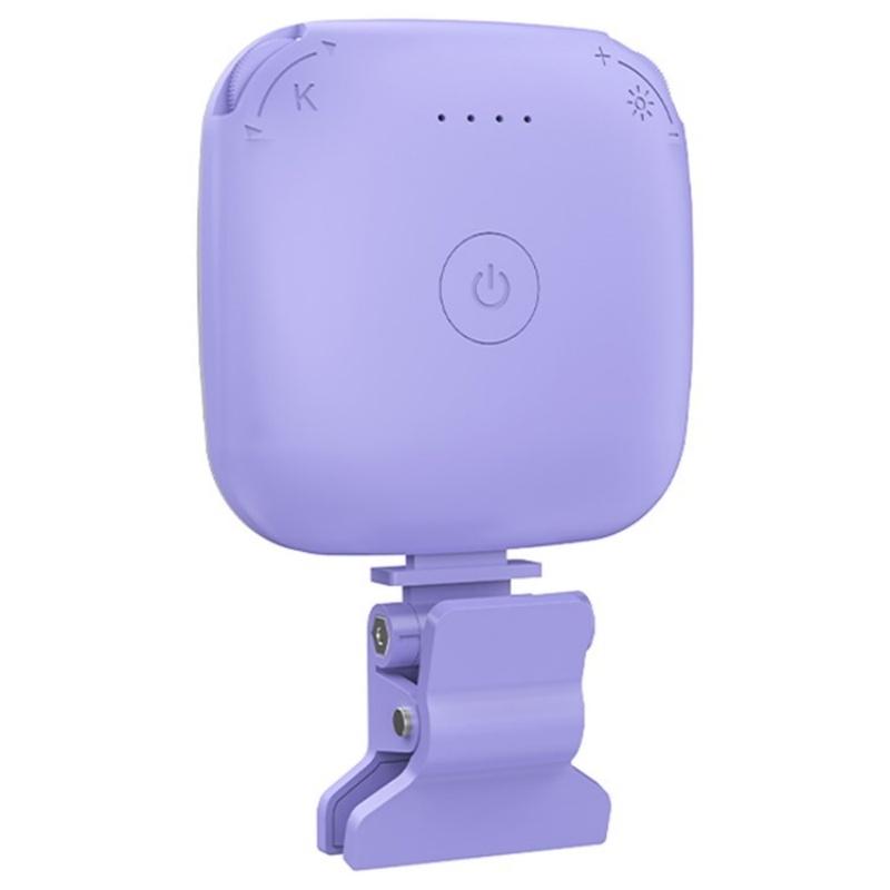 Portable Mini Clip-on Led Fill Light for Video Conferencing and Live Streaming - Purple