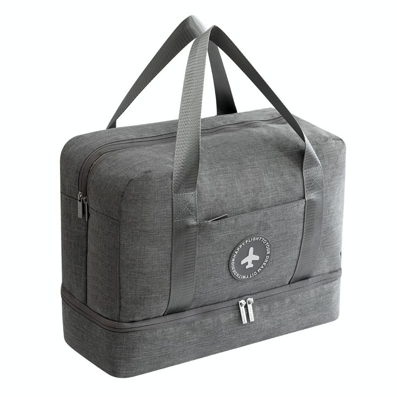 Travel-ready Waterproof Beach Bag with Double Layer Design - Gray