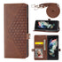 For Samsung Galaxy Z Fold4 5G Leather Grid Texture Phone Case With Lanyard - Brown