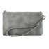 Retro Leather Clutch Bag with Zipper - 6 Inch - Grey