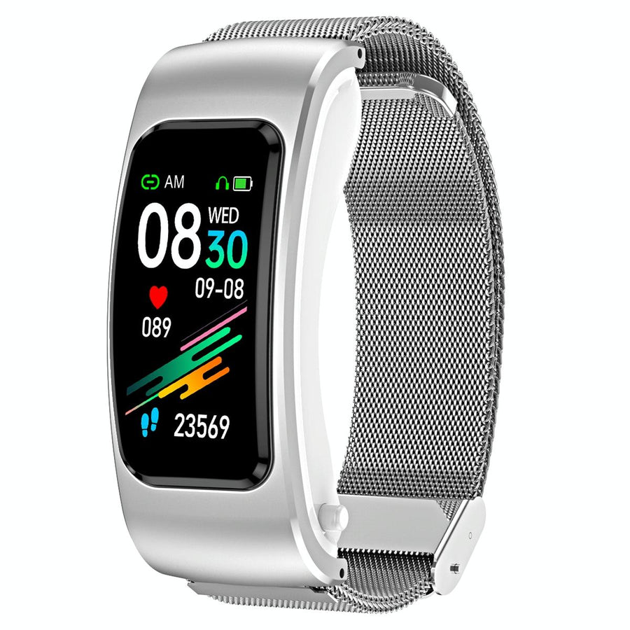 1.08 Inch Steel Band Earphone Detachable Life Waterproof Smart Watch Support Bluetooth Call - Silver