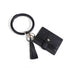 Pu Leather Wrist Ring Key Chain Coin Purse Black - Black