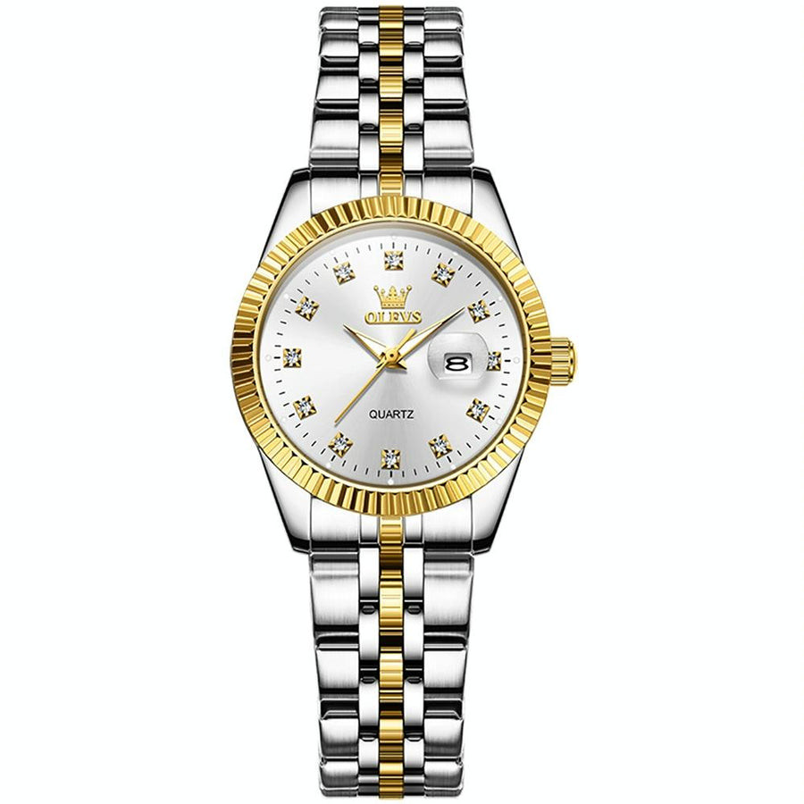 Women Luminous Diamond Quartz Watch - Waterproof - White