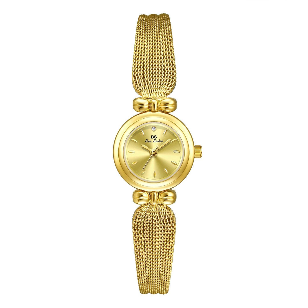Retro Butterfly Mesh Watch for Women - 22mm Stainless Steel Strap - Champagne Gold