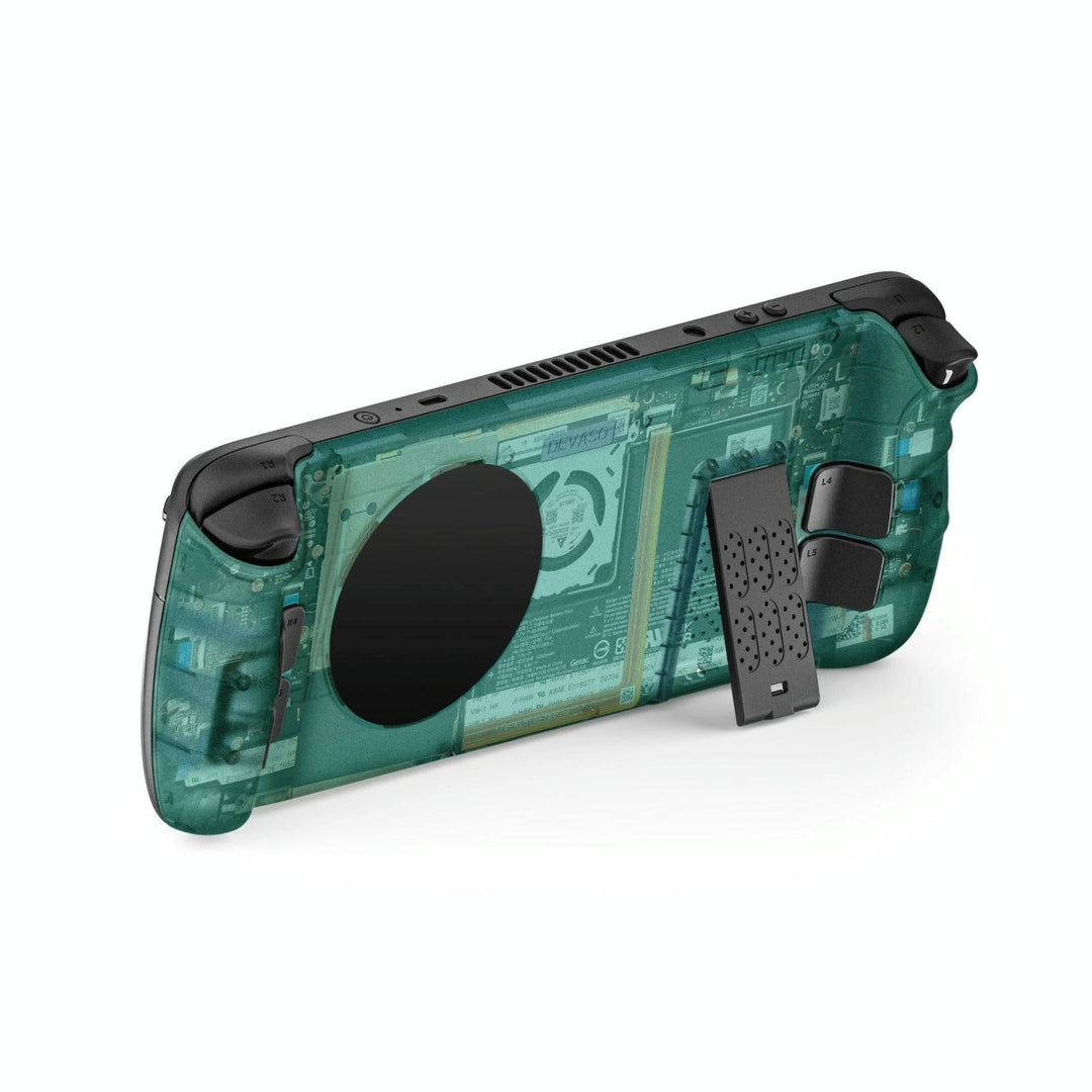 Steam Deck Gaming Console Case With Transparent Thermal Back And Bracket - Cyan