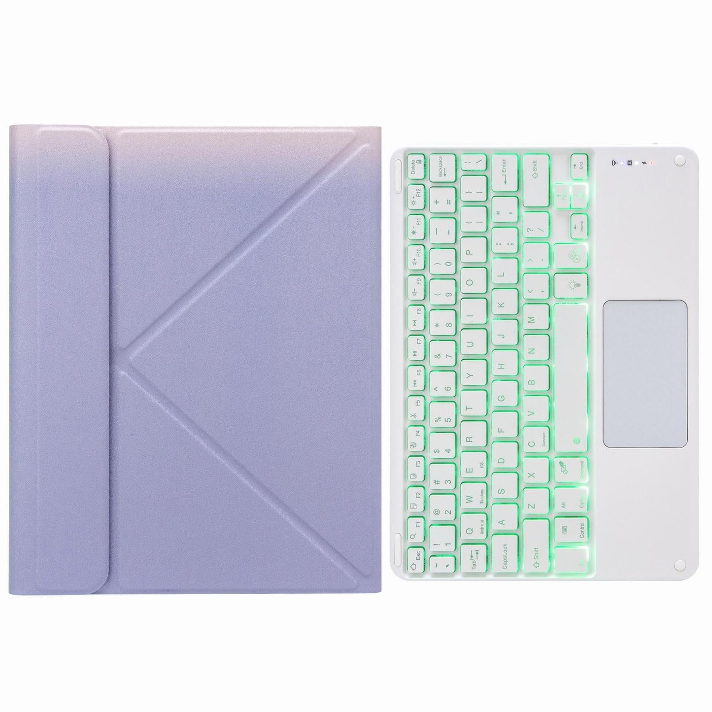 Bluetooth Keyboard Leather Case For Ipad 10.2 / Pro 10.5 - Touch Backlight Three-Fold Holder - Purple