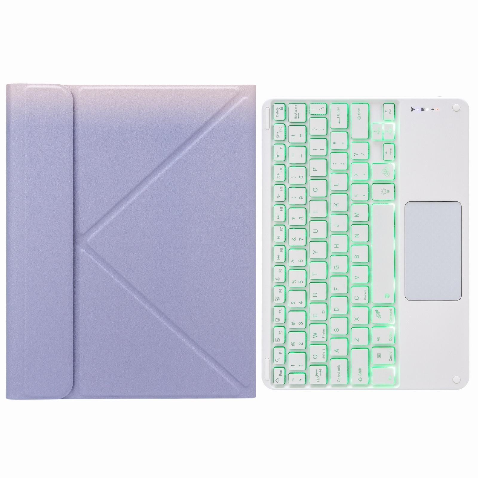 Bluetooth Keyboard Leather Case For Ipad 10.2 / Pro 10.5 - Touch Backlight Three-Fold Holder - Purple