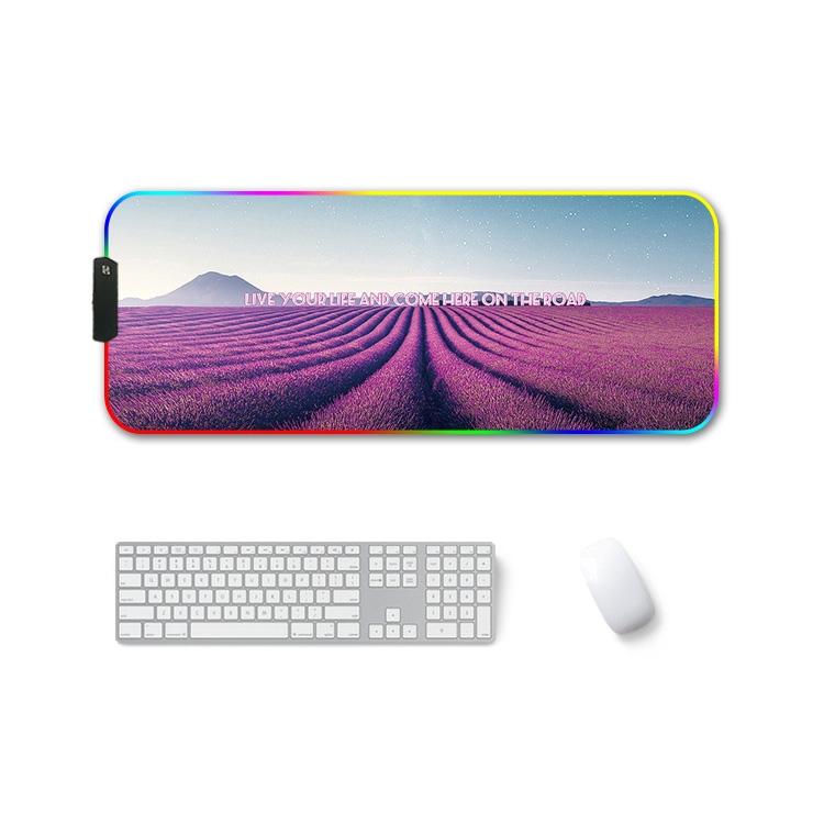 Rubber Thermal Transfer Rgb Luminous Non-Slip Mouse Pad - Lavender